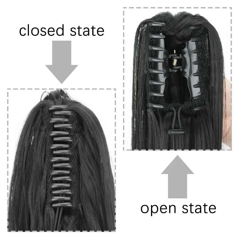 Long Wave Claw Ponytail Clip on Pony Tail False Hair for Women Synthetic Heat Resistant Hair Pieces Horse Tail ExtensionsXJ241221