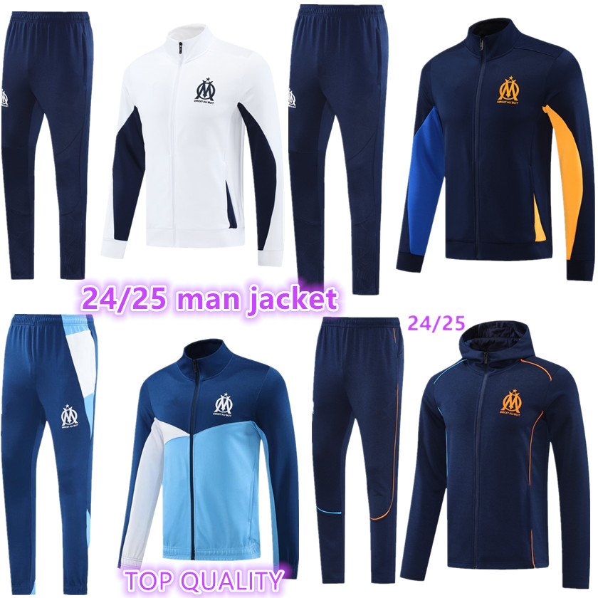 24 25 adALEXIS Olympique MARSEILLEes adult tracksuit Soccer PAYET 2024 2025 OM long zipper training suit jackets HOJBJERG Mbemba GERSON MILIK GUENDOUZI jacket