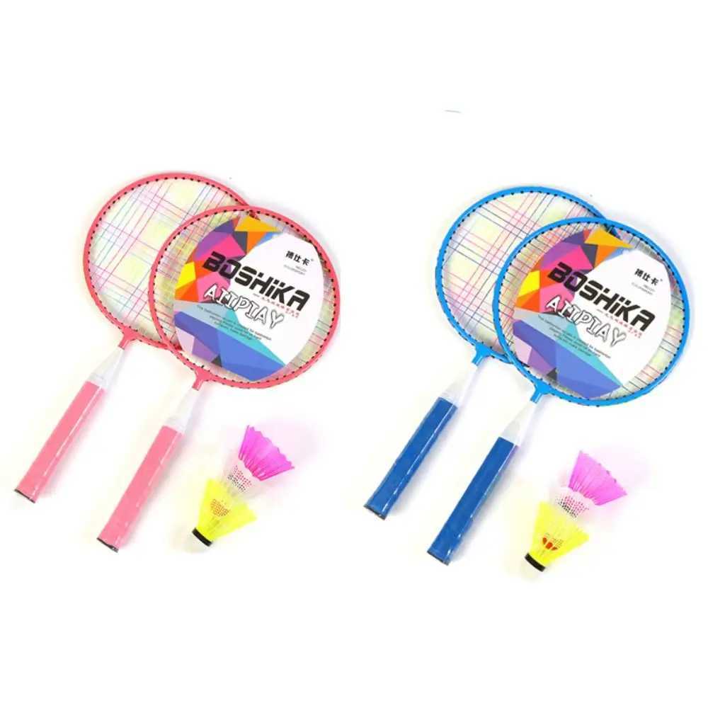 Childrens lightweight racket family game toy iron alloy double racket set with carrying bag sports equipmentW241221