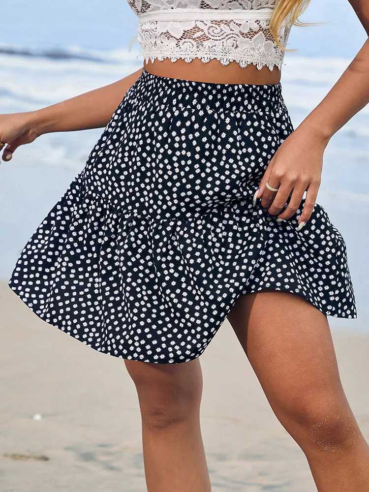 Women Summer Fashion New Casual Vintage Floral Skirt A-line Pleated Sweet Girl Skort Fe Holiday Skirt On SalesXJ241221