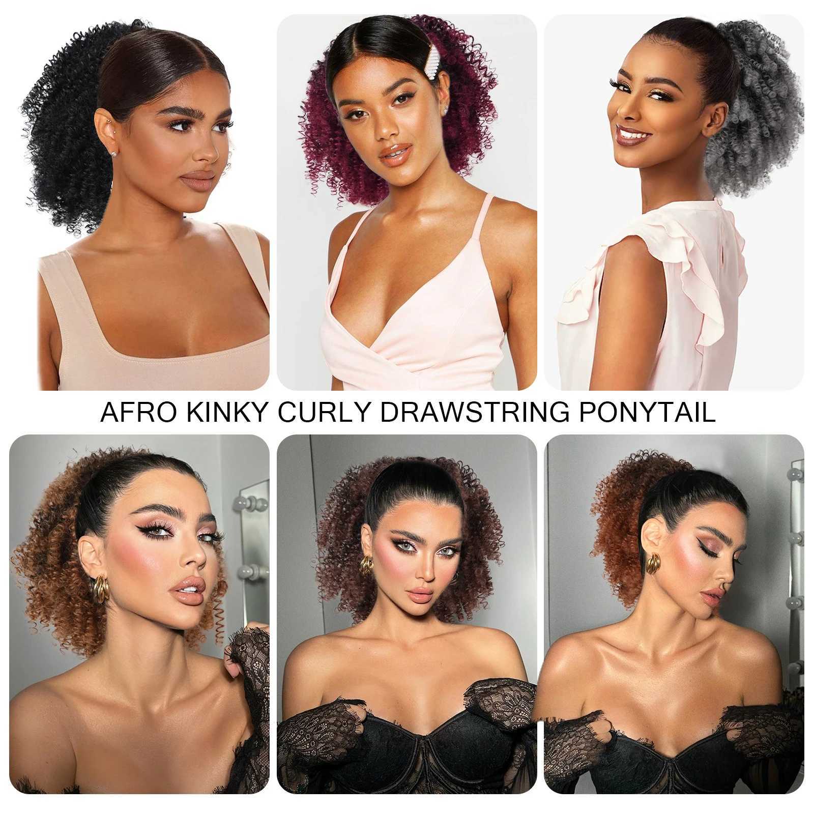 Afro Puff kinky curly Drawstring Ponytail Bun Extension for Black Women Synthetic Short Afro Kinkys Curly Afro HairpiecesXJ241221