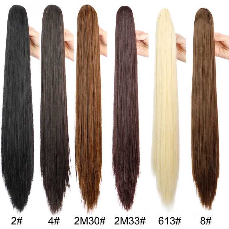 WIGSIN 24Inch Syntheitc Claw Clip On Long Straight Ponytail Hair Extension Black Brown Blonde for WomenXJ241221