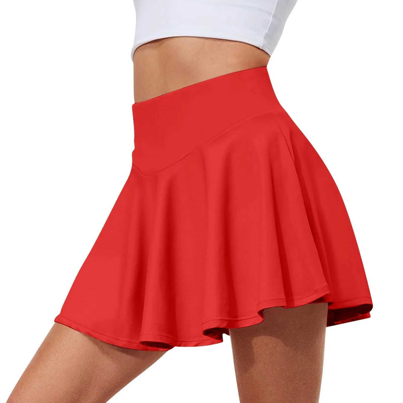 Summer Women Sprints Tennis Dance Fitness Short Skirts Youthful Quick Drying Solid Fe Lining High Waist Mini Skirts ShortsXJ241221