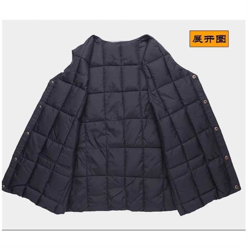 Mens Down Vest Jacket Winter Warm Sleeveless Tops Thickened Wear-resistant Zipper Coat Solid Lattice V-neck Loose VestsXJ241221