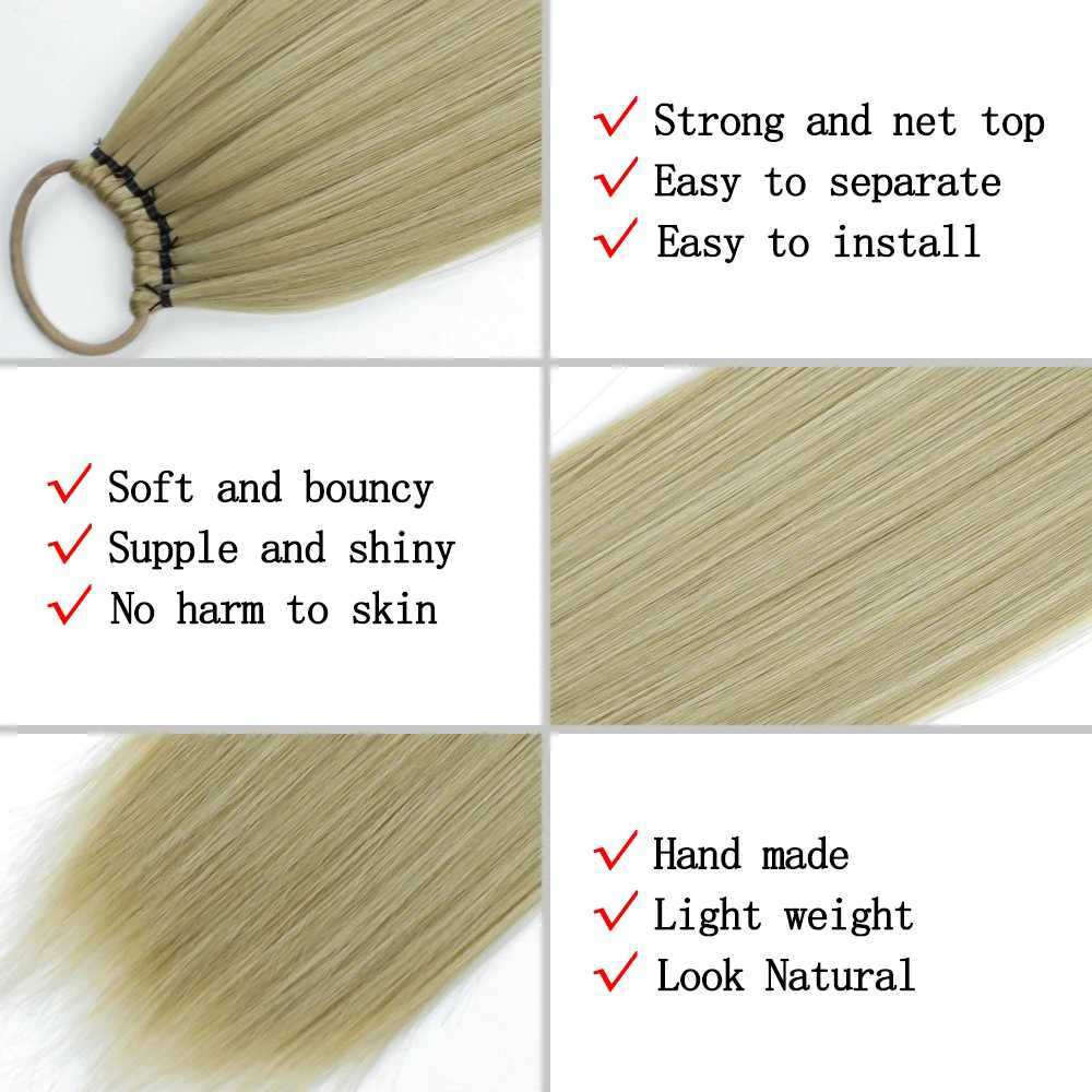 Synthetic Long Straight Ponytail With Elastic Band Wrap Around Straight Ponytail Extension Heat Resistant Pony Tail For WomenXJ241221