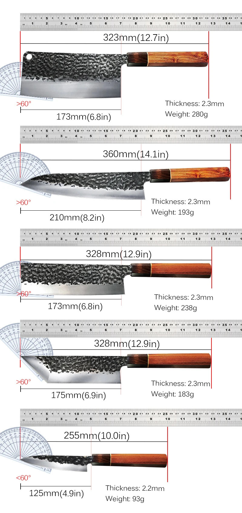 Japanese Kitchen Knife Hammer Chef Knife 90Cr18MoV Stainless Steel Tripterygium Knife for Cutting Salmon and Sushi Slices 241220