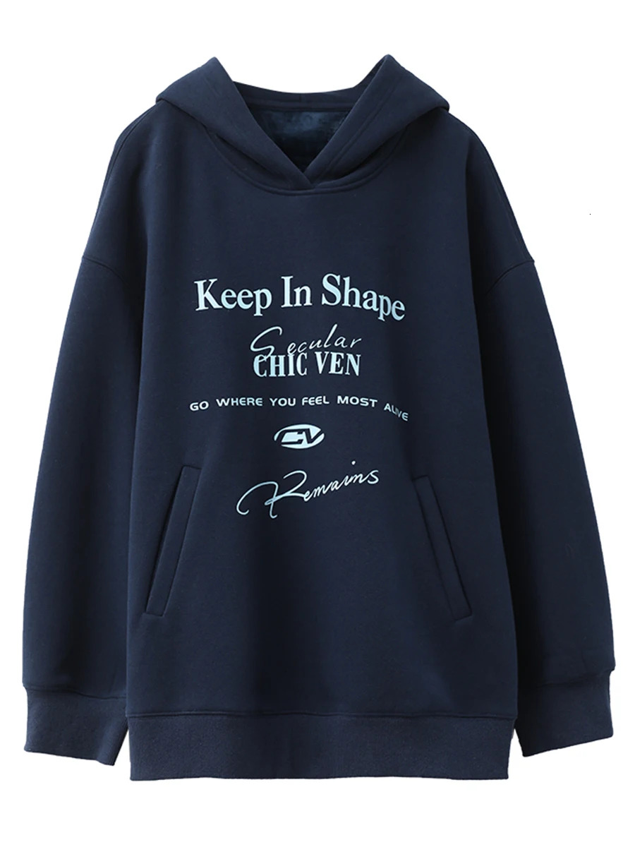 CHIC VEN Women Sweatshirts Casual Sport Hooded Letter Printed Fleece Hoodie Loose Female Top Woman Coat Autumn Winter 2024