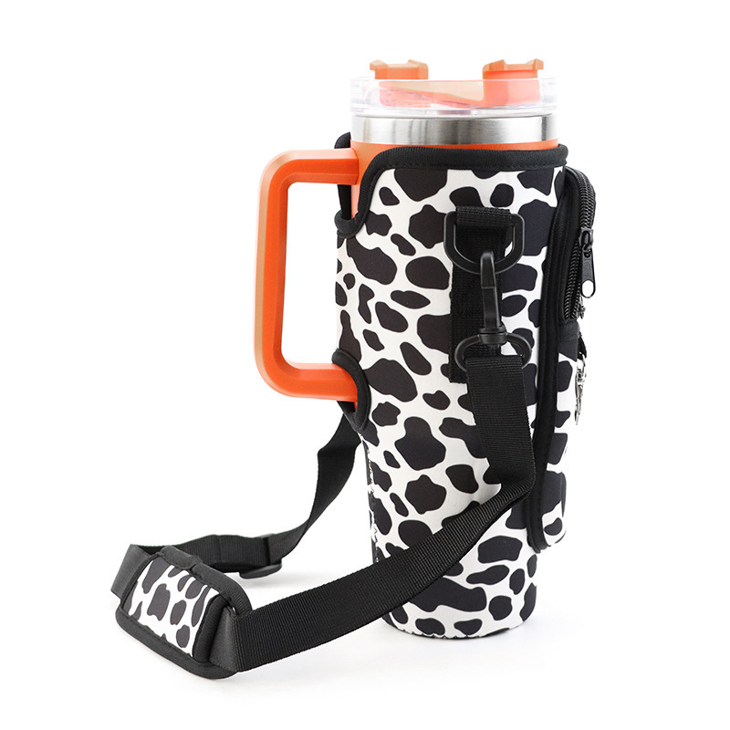 Durable Neoprene Water Bottle Carrier Bag for Tumbler 40 oz with zipper pocket and adjustable Strap water bottle sleeveWLL2487