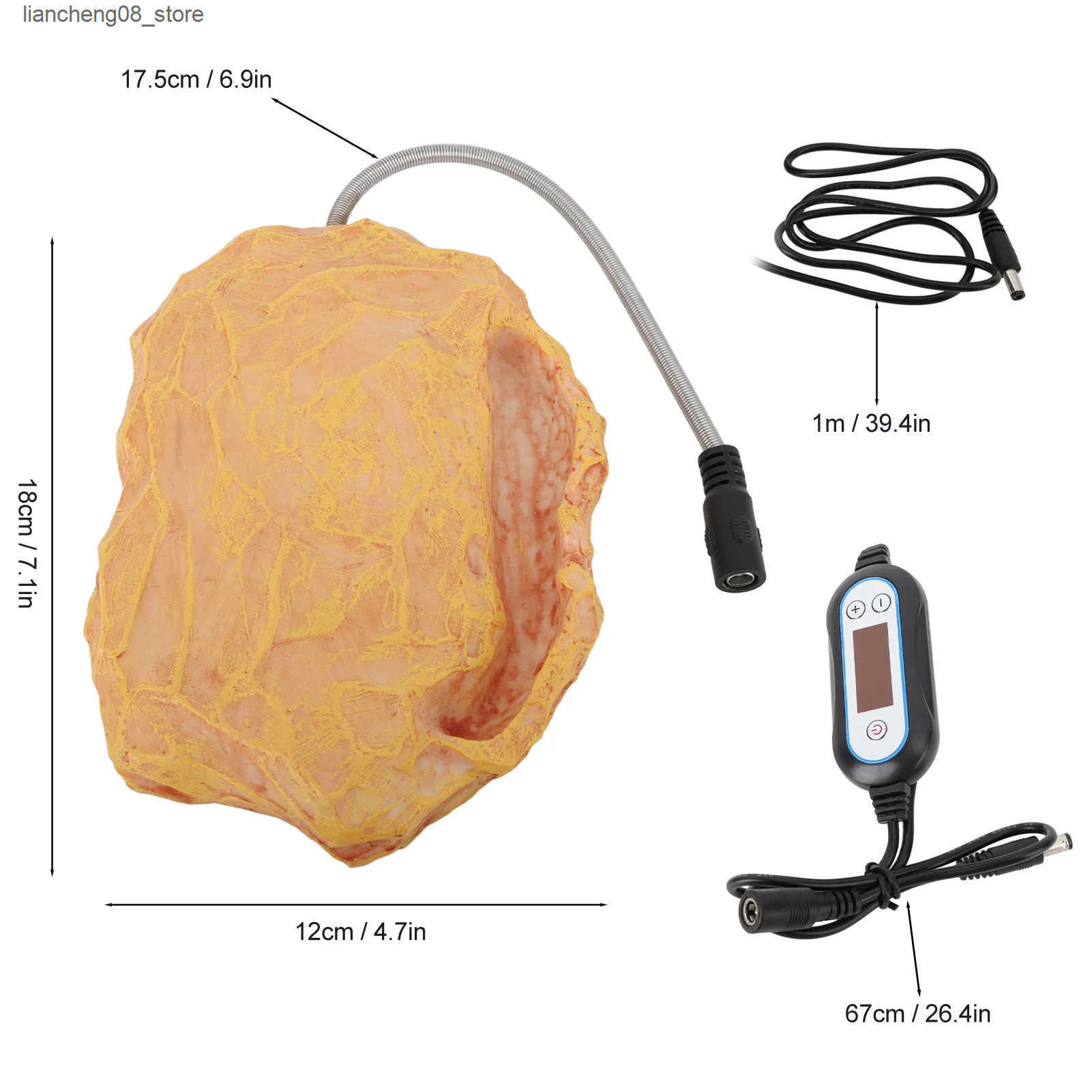 Other Pet Supplies Reptile Heating Rock 12V 5w Temperature Controlled Heating Rock Heater Easy To Clean Waterproof Environmental Resin for Turtle L240