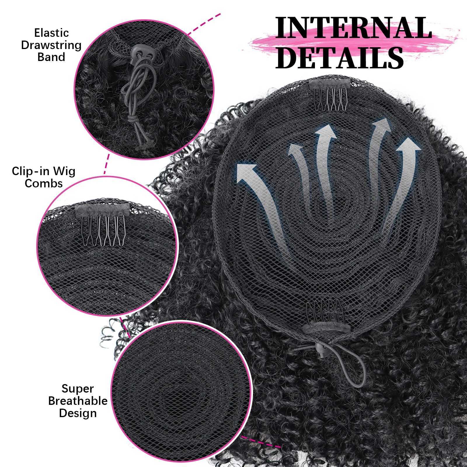 Afro Puff kinky curly Drawstring Ponytail Bun Extension for Black Women Synthetic Short Afro Kinkys Curly Afro HairpiecesXJ241221