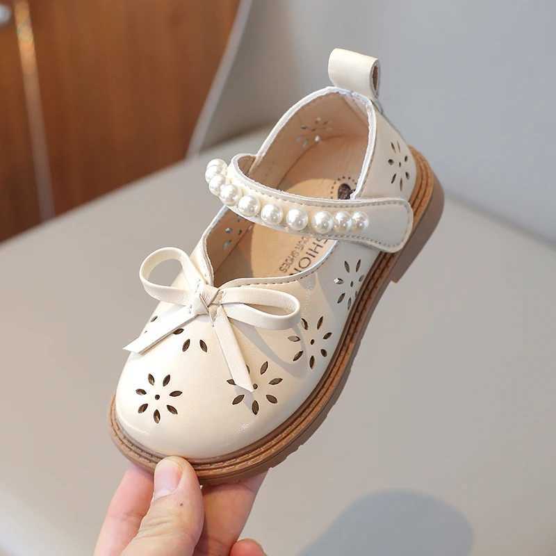 Sneakers Girls Sandals Summer New Beige Bow Breathable Pearl Girls Baby Single Shoes 2-8 Years Old Black Non-slip Children Baby Shoes H241221