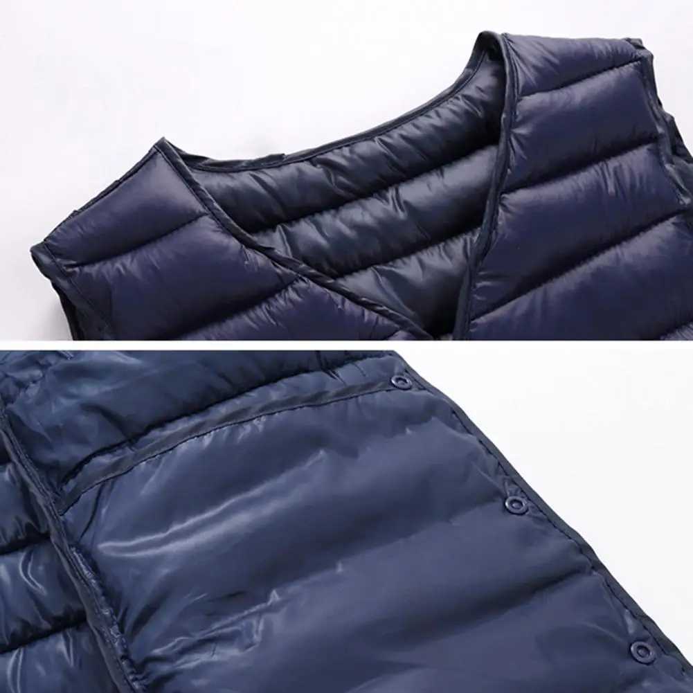 Men Vest Coat Solid Color Sleeveless Single-breasted V Neck Vest Jacket Padded Thick Cardigan Casual Warm Men WaistcoatXJ241221