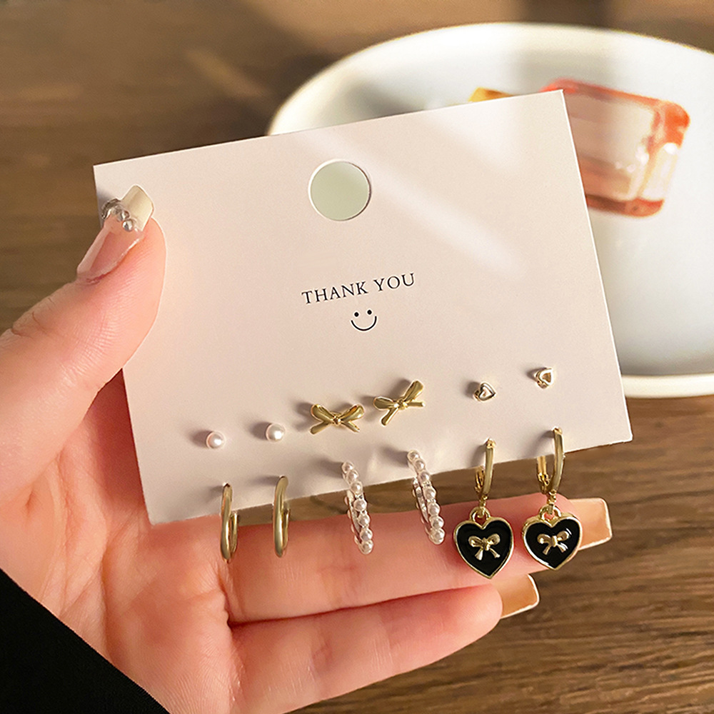 Inspirational Minimalist Heart Earring Set Pearl Crystal Enamel Women's Dangle Stud Drop Earrings 2025 New In Jewelry Party Wedding Valentine