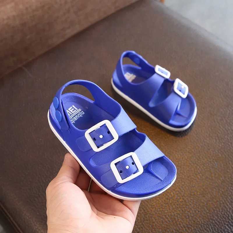 Slipper sandalias Antiskid Baby Girl Shoes British Non-slip Beach Sandals Kids Shoe Children Sandals Summer Boys PVC Buckle Kid Slippers H241217