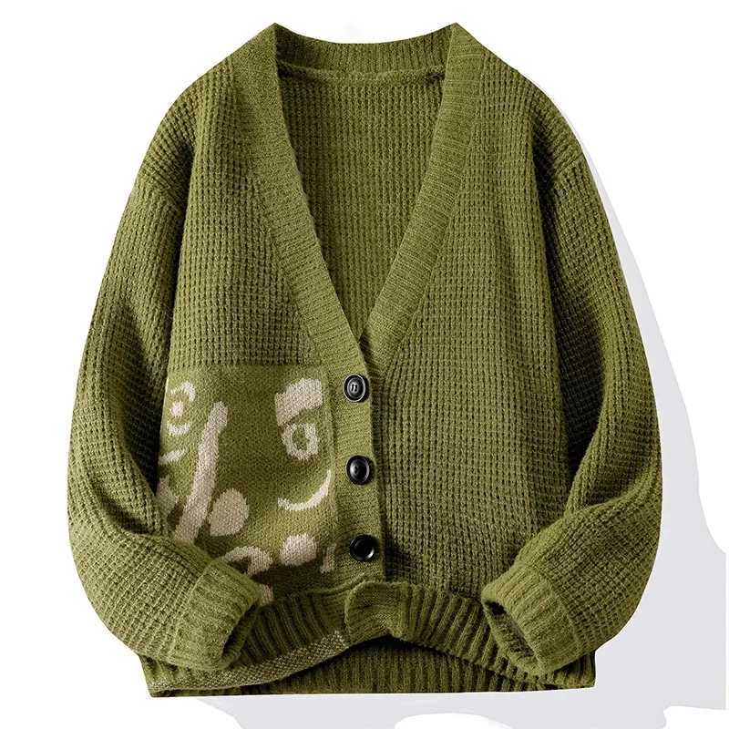 2024 Autumn/Winter Sweater for Men with A Thick Fashion Cardigan Vintage Large V-neck Sweater Loose Fashion Brand VestXJ241221