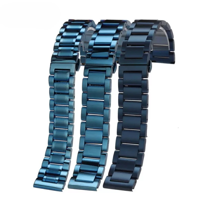 Matte Dark blue Stainless Steel Watchband 18m 20mm 21mm 22mm For any Quick release Men Polished Watch Strap Metal Bracelet 241220
