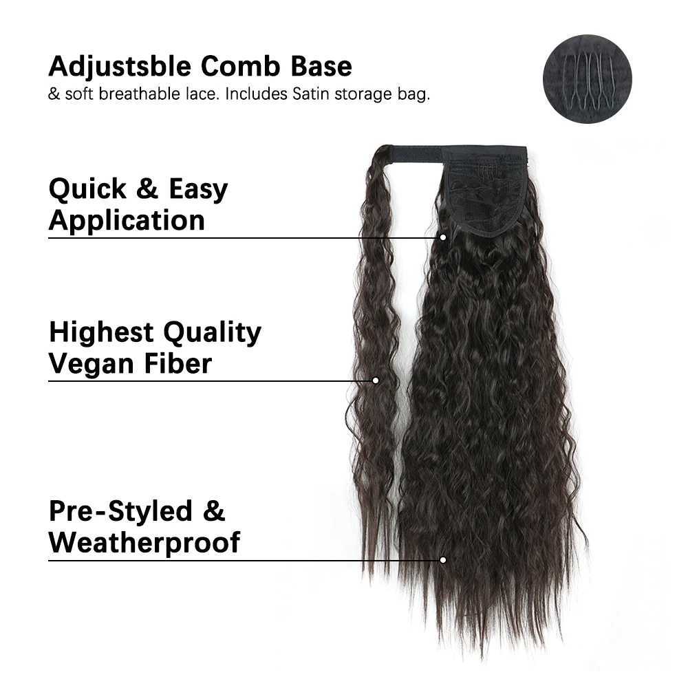 Synthetic 85cm Long Wavy Ponytail Clip In Hair Extensions Wrap Around Corn Wavy Horse Tail Hairpiece Fake Hair Piece For WomenXJ241221