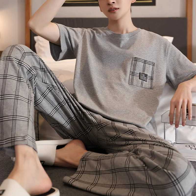 Summer Knitted 5XL Cool Mens Pajamas Casual Pjs Lounge Set Mens Plain Pajamas W241221