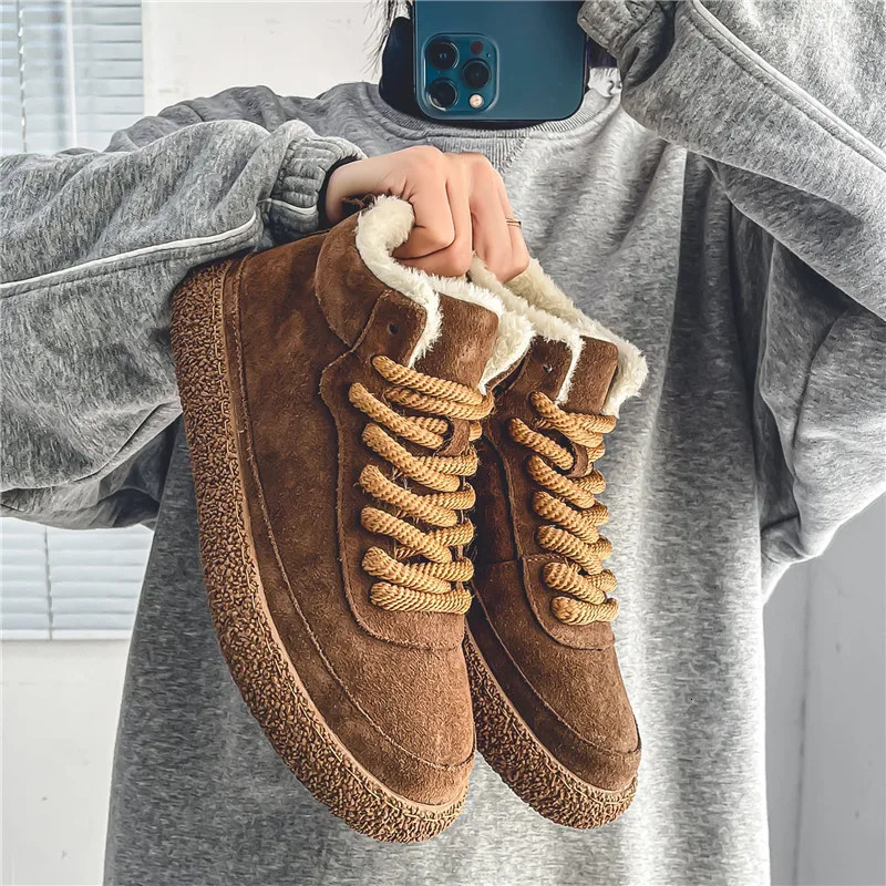 Winter mens sports shoes fur warm plush casual shoes mens skateboarding shoes platform sports shoes fashionable ing sports shoes 241213