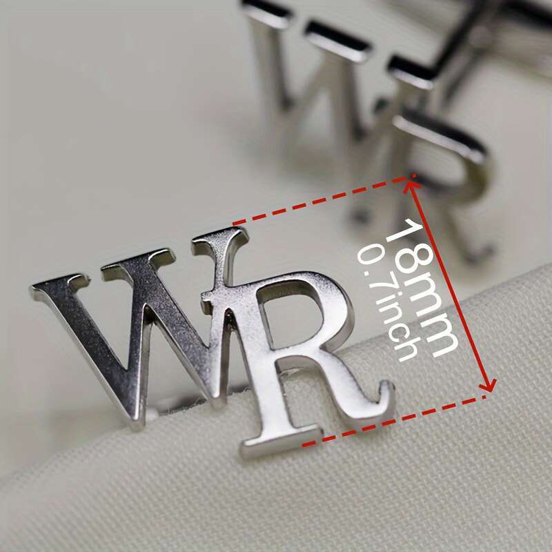 LALAVARA A pair of customized stainless steel white Golden simple two-letter cuffks, Men's suit shirt business jewelry, gift for father, husband,