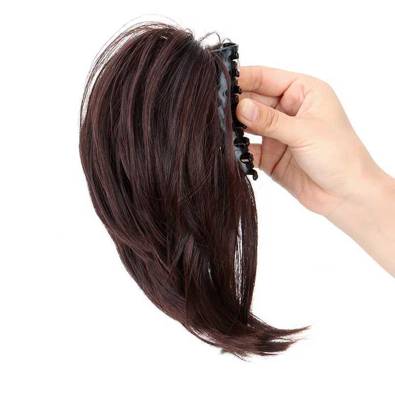 Synthetic Short Straight 8Inch Claw Clip in Ponytail Hair Extension Blonde Black Hairpiece for WomenXJ241221