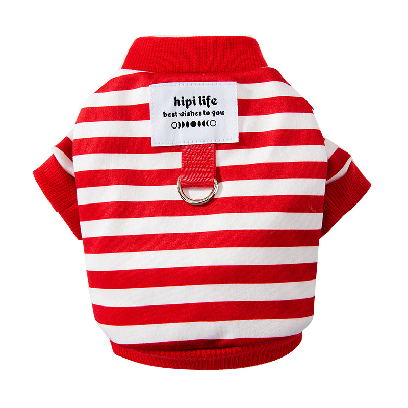 Minimally striped traction hoodie, cat clothes for spring and summer, blue cats for kittens, two legged clothes for teddy pet clothing HS82