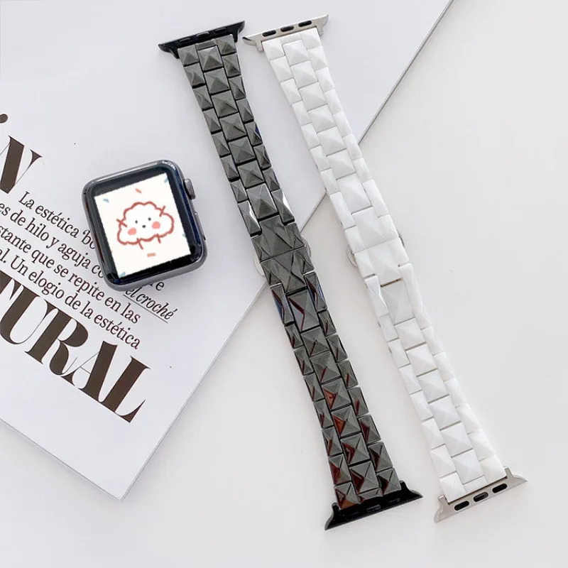 Ceramic Strap for Watch band bracelet chain Iwatch87654321SE ULtra 38 40 41 44 45 42mm men and women beads wrist belt 241220