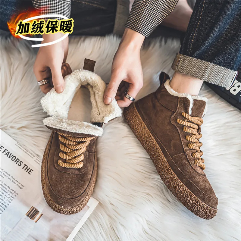 Winter mens sports shoes fur warm plush casual shoes mens skateboarding shoes platform sports shoes fashionable ing sports shoes 241213