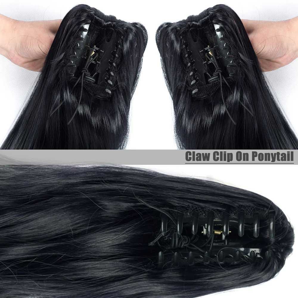 Synthetic Extension Long Wavy Natural Hair 24Inch Ponytail Claw Clip Fake Hairpiece Black Brown Blonde For WomenXJ241221