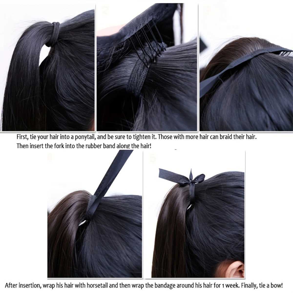 Elegant Womens Straight Hair Ponytail Extensions Long Stylish Synthetic Hair for Daily Use Easy Drawstring AttachmentXJ241221