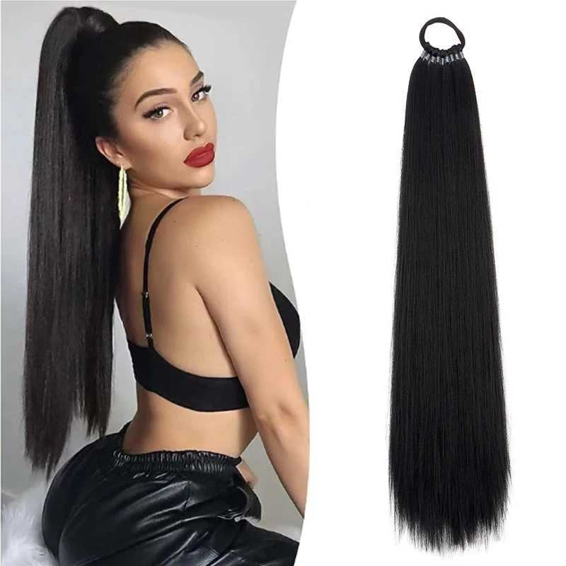 22Inch Synthetic Ponytail Extensions With Hair Tie Wrap Around Hair Braid Tail Rubber Band Hair Ring Ombre Braid DIYXJ241221