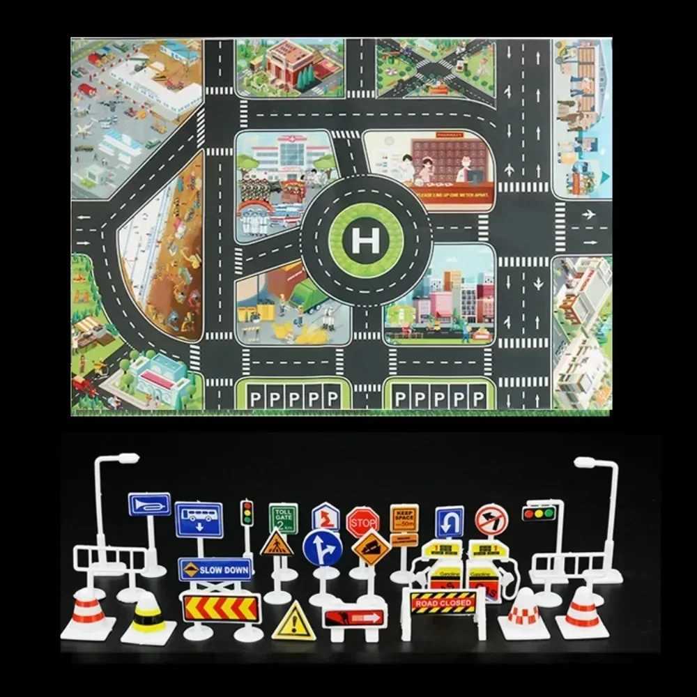 Baby Game Mat City Traffic Map Carpet City Parking Lot Parking Lot Parking Lot Traffic Signs Baby Climbing Game Mat W241221