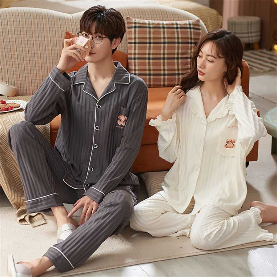 2024 Autumn/Winter Couples Pajama Set Mens Long Sleeve Top and Pants Family Clothing Womens Casual Pajama 2-piece Casual Pajama W241221