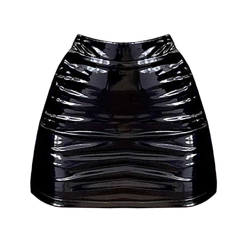 MOUKYUN Black Latex Leather Mini Skirt Women Sexy High Waist Bodycon Short Skirts Korean Ladies Office PU Skinny Pencil SkirtsXJ241221