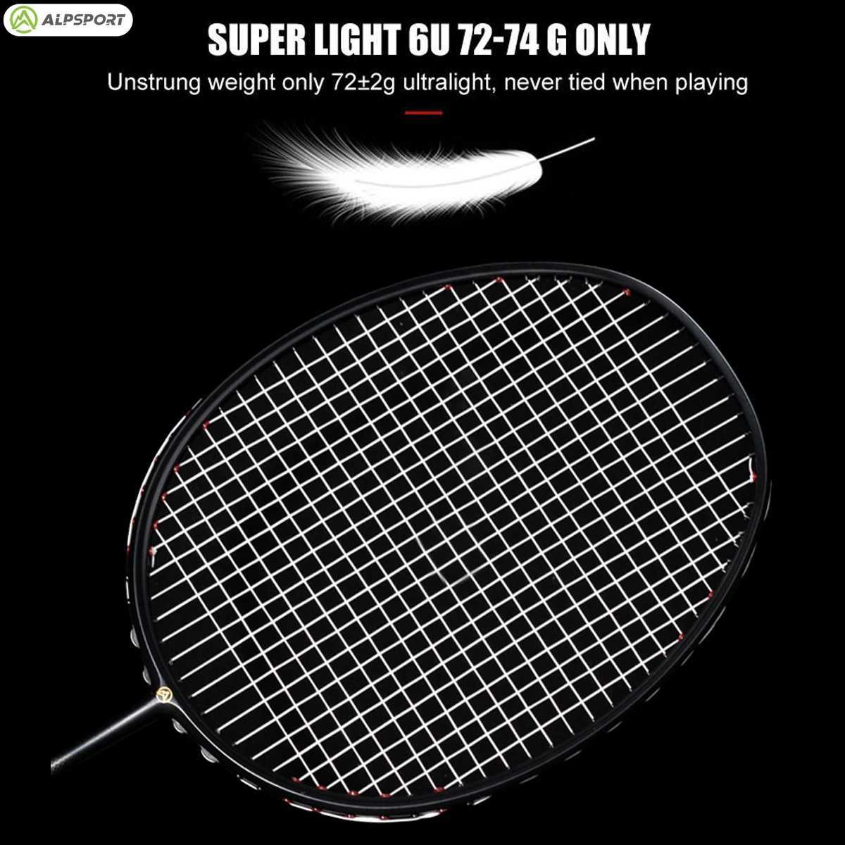 ALP XHP 2PCS 00% carbon fiber elastic 6U 72g 30Lbs Strung Racquet offensive and defensive professional racket with string bagW241221