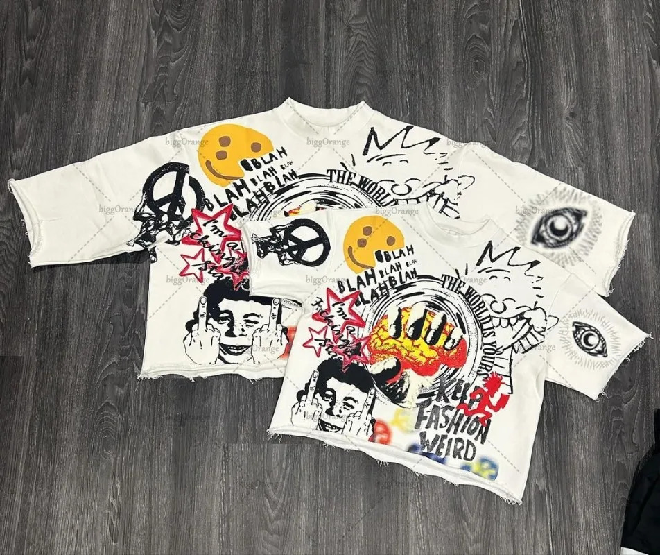 Gothic Punk Style Graphic Tshirt American Harajuku Retro Print Casual Oversized Shortsleeved Street Fashion Y2K Clothing 241217