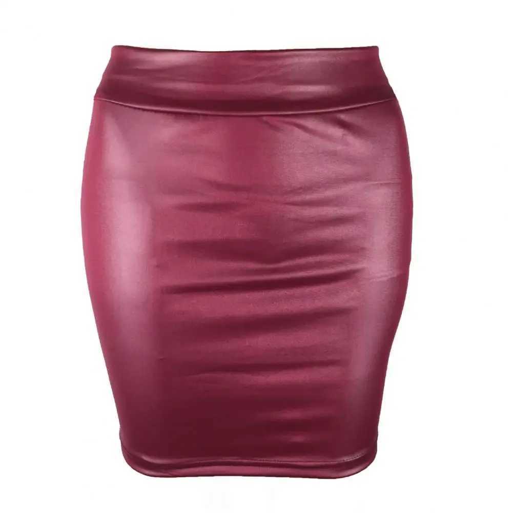 Women Mini/Long Skirt Solid Color High Waist Slim Fit Skinny Matte Faux Leather Cozy Comter Bodycon Skirt StreetwearXJ241221