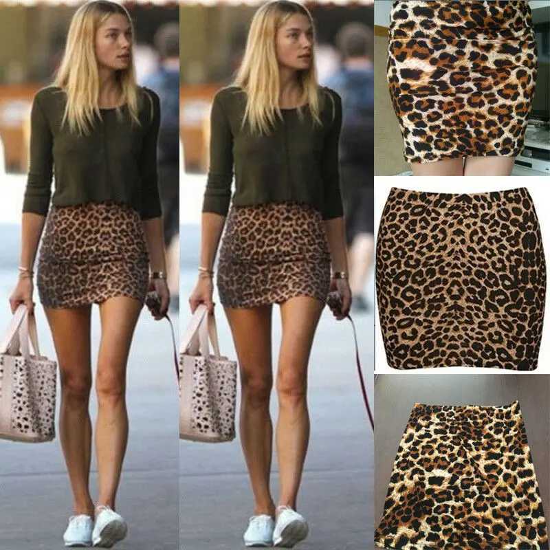 Sexy Women Leopard Grain Printed Skirt Summer Fashion Trend Short High Waist Pencil Bag Hip Wild Fashion Casual Mini SkirtXJ241221