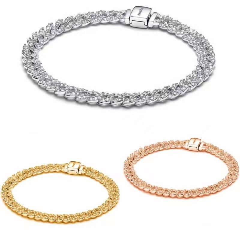 Hip-hop Cuba Miami Chain Bracelet Gold Color Unisex Genuine Birthday Gift Christmas Jewelry BR050