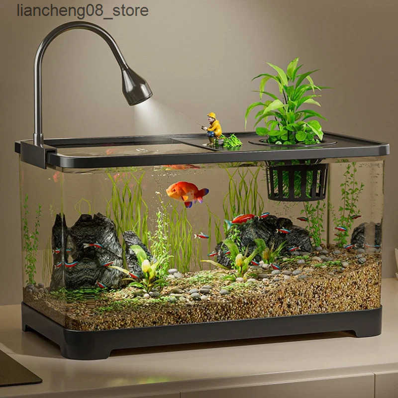 Other Pet Supplies Large transparent turtle tank with basket platform high-definition PET+ABS plastic drip proof aquarium fish tank reptile box L24091