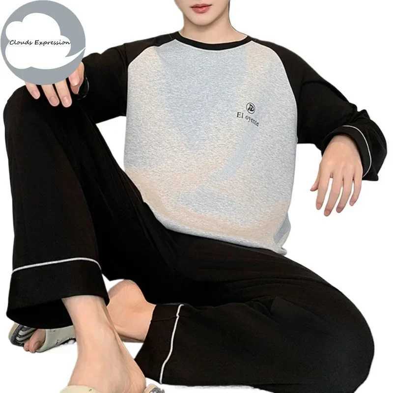 Spring Plus 5XL Knitted Pjs Full Length Mens Pajama Set Mens Pajama Plain Casual Wear W241221