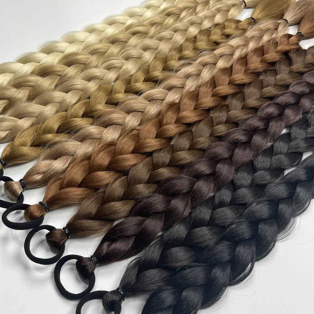 Synthetic Braided Ponytail Extensions Blonde Hairpiece Long Pony Tail With Hair Tie Rubber Band Hair Blonde For WomenXJ241221