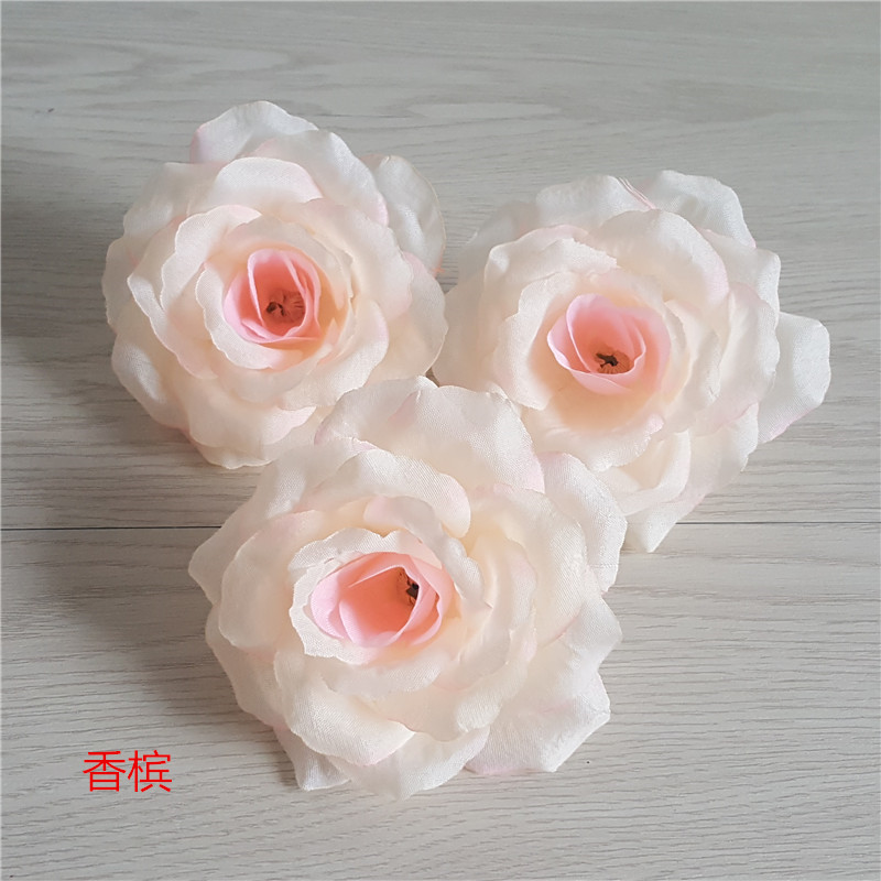 LOT 50PCS 4inch 10cm Roses Silk Flower Heads Wedding Decoration Ivory Cream Champagne Purple Pink Light Blue Royal White Flowers