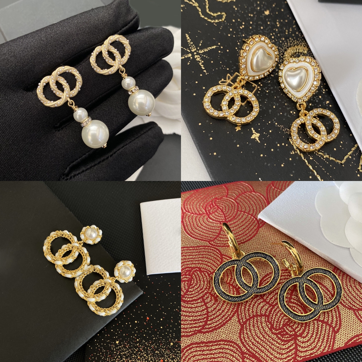 Classic Ear Stud Earrings Crystal Rhinestone Pearl Bowknot Real Gold Brass Copper Back Stamp Letter Earring Fashion Womens Wedding Party Jewelry Accessories