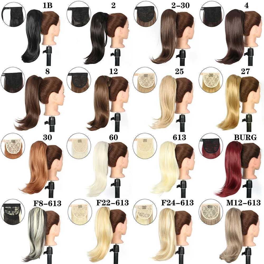 Synthetic Short Straight Wrap Around Clip In Ponytail Hair Extension Heat Resistant Ponytail Hair Extension BlackXJ241221