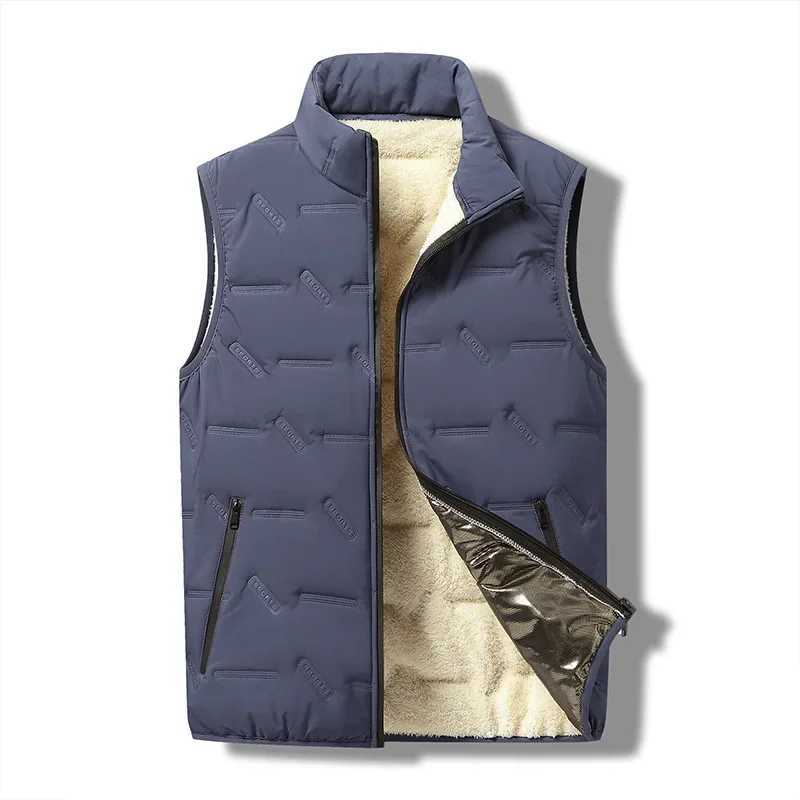 Mens Autumn Sleeveless Parka 2024 Winter Vest Jackets Casual Waterproof Vest Coats Mens Down Cotton Fleece Thick Thermal VestsXJ241221