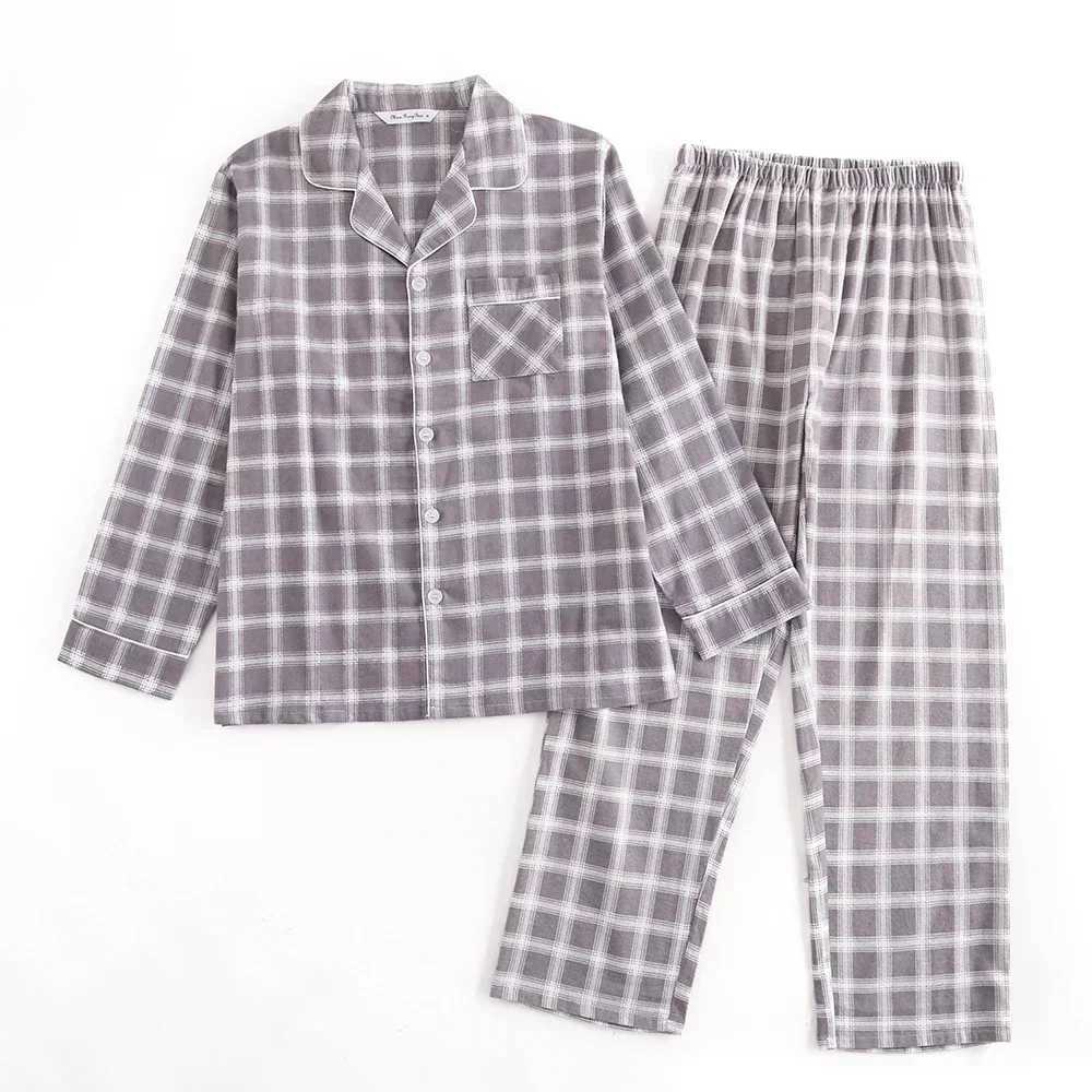 Plaid Design Multi Color Warm Cotton Flannel Long Sleeve Mens Pajamas Autumn/Winter Pajama Set W241221