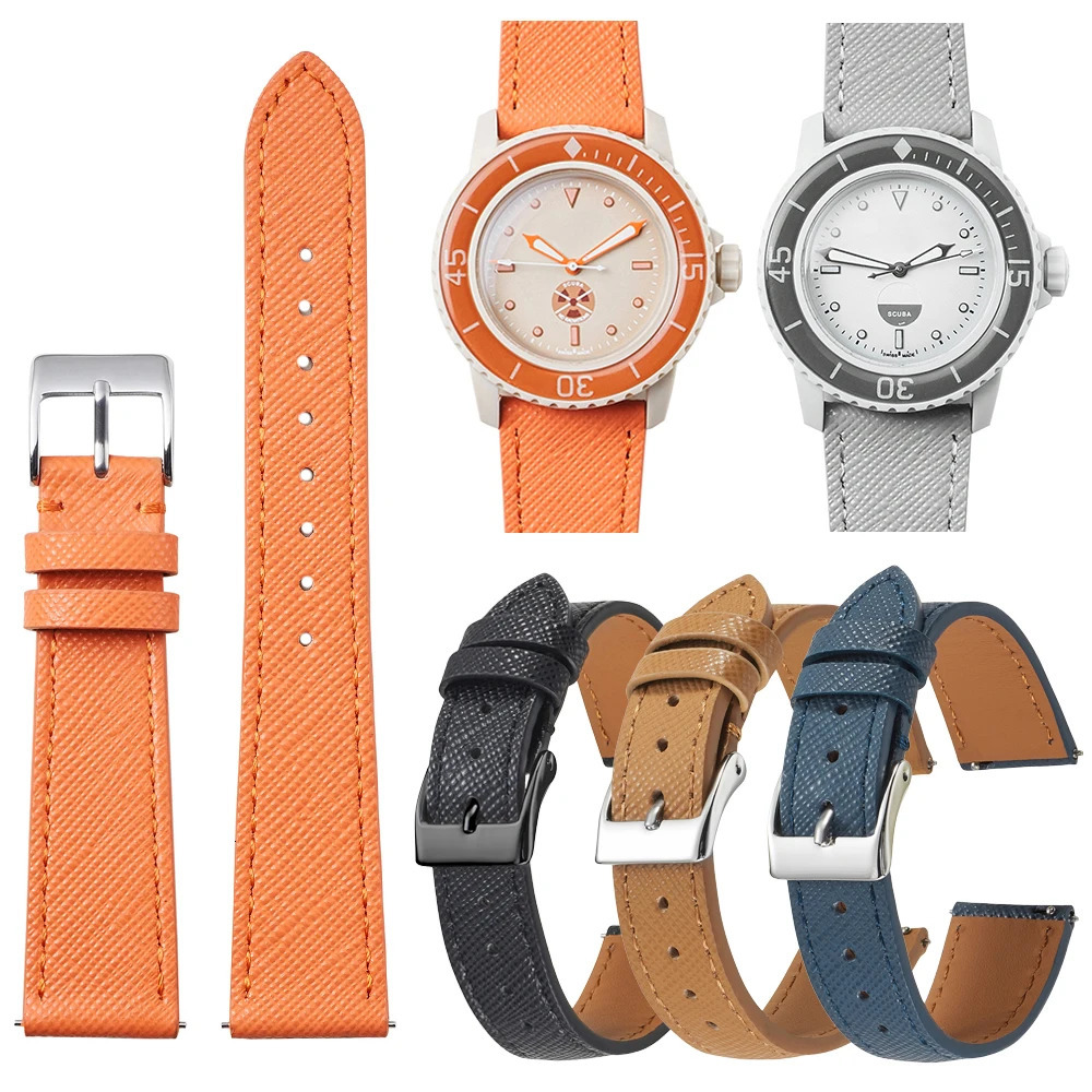 Quick Release Tapered Saffiano Leather Watch Strap 18mm 20mm 22mm Slim Watch Bands For Men Women Replacement Watchbands 241220