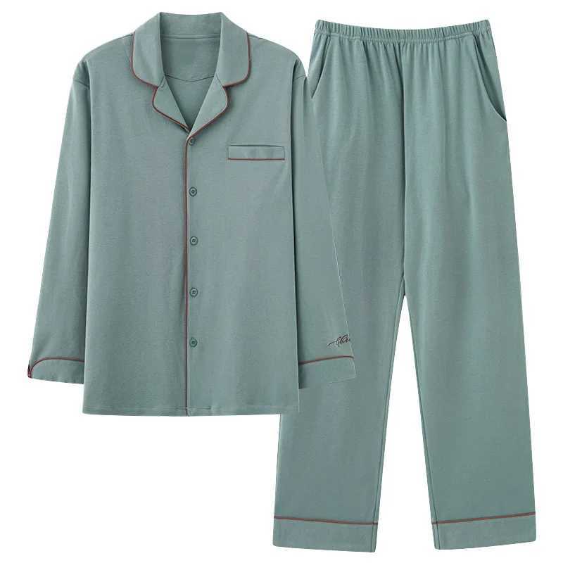 High quality pure cotton mens sleepwear set in plus size home fabric for autumn mens comfortable soft sleepwear for teenagers W241221