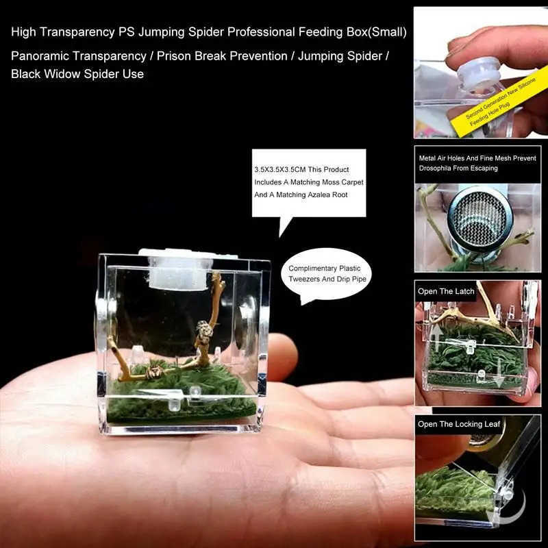 Other Pet Supplies Mini Reptile Breeding Box Transparent Acrylic Cage Habitat Insect Feeding Box Terrarium Tank Escape Anti Jumping Spider L240910